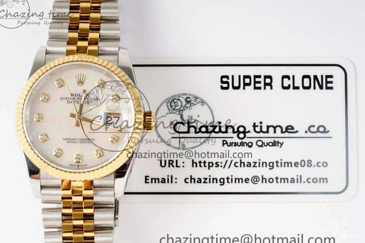 MiroTime 0311 GoodFit DateJust 36 SS YG DIWF 1:1 Best Edition 904L Steel White MOP Diamonds Dial on Jubilee Bracelet SA 2324